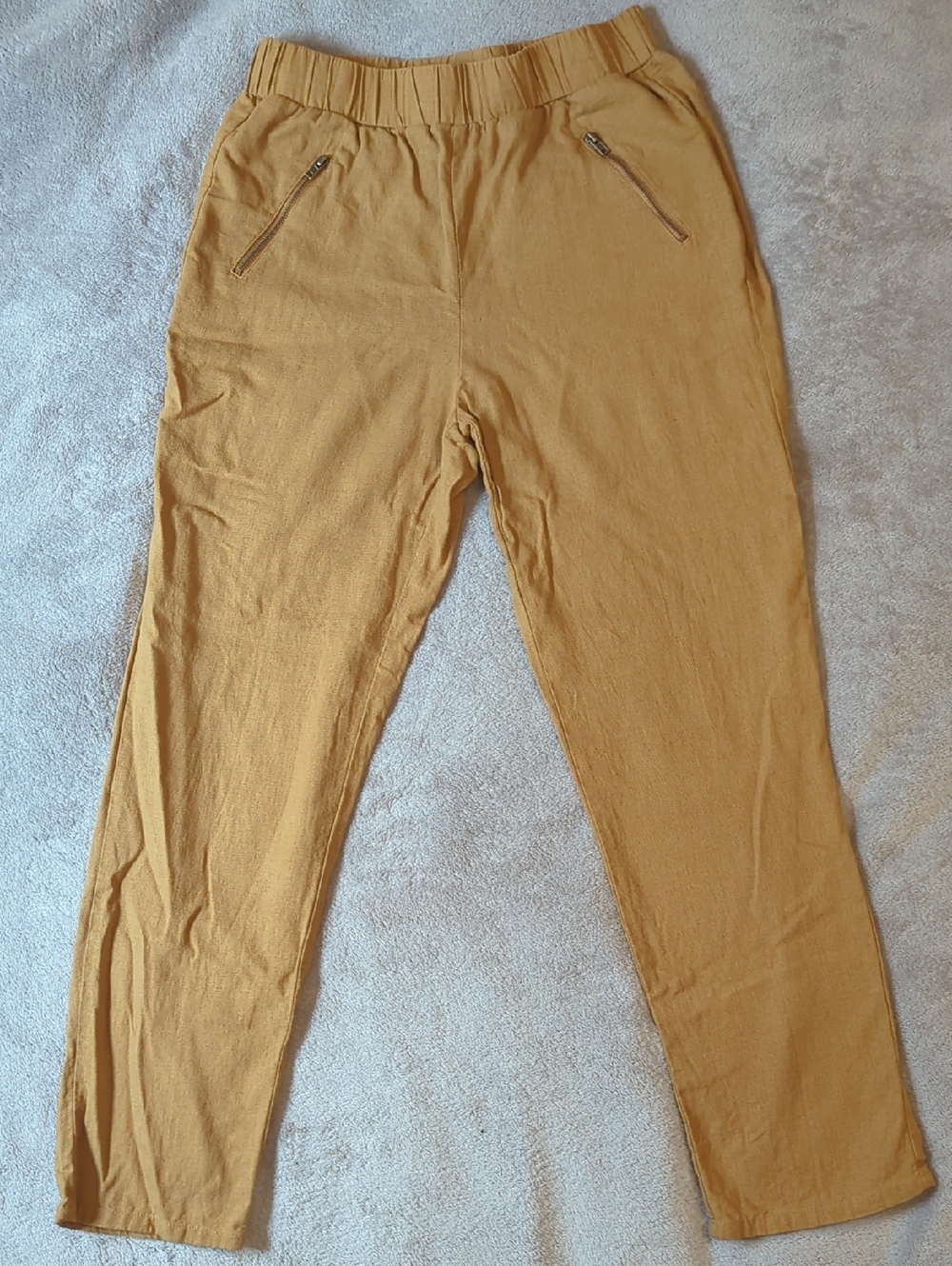 Forever 21 Women's Mustard Elastic Waist Chinos with Zip Pockets S